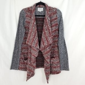 Lucky Brand Cardigan Sweater Grey Red Lotus Soft